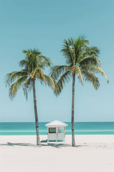 Palm trees on the beach by Poster Art Shop