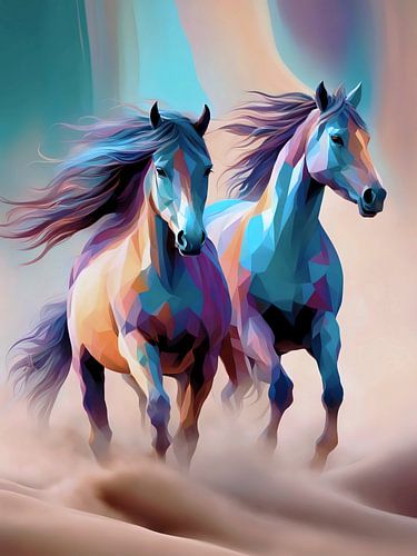 Paarden in een majestueuze woestijngalop