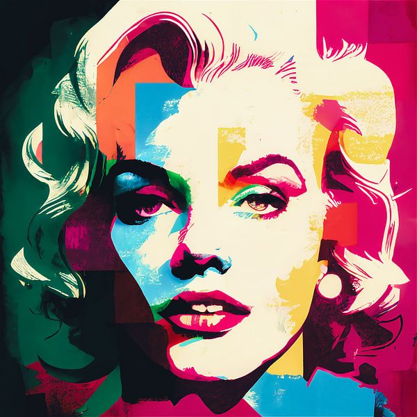 Modern pop-art portrait of Marilyn Monroe by Roger VDB on poster, wallpaper and