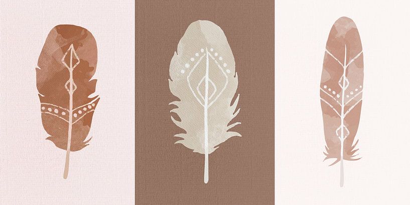 3 Boho Feathers von Marja van den Hurk