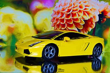 Surreal Yellow Sports Car
