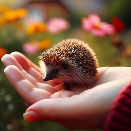 Hedgehog with a hand by Tatjana Korneeva