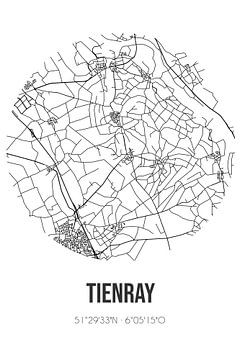 Tienray (Limburg) | Map | Black and white by Rezona
