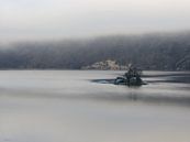 Green Rocks in a foggy Fjord van SuperB Design thumbnail