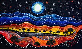 night Aboriginal Painting by Virgil Quinn - Decorative Arts