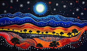 nacht Aboriginal schilderen van Virgil Quinn - Decorative Arts