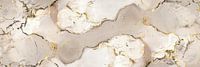 Beige met zwart abstracte marmer kunst als panorama schilderij