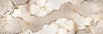 Beige met zwart abstracte marmer kunst als panorama schilderij van Digitale Schilderijen