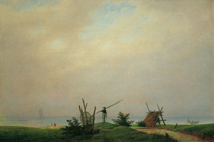 Sea beach with fisherman, Caspar David Friedrich - 1807 by Het Archief