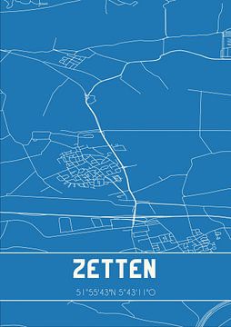 Blauwdruk | Landkaart | Zetten (Gelderland) van MijnStadsPoster