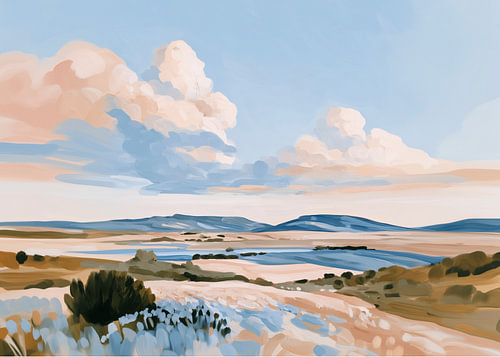 Morning Haze – Abstract landscape in soft shades of blue