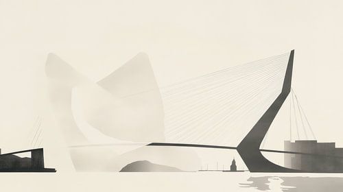 Rotterdam Erasmus bridge in abstraction