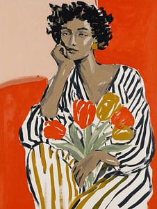Femme avec des fleurs