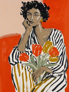 Femme avec des fleurs