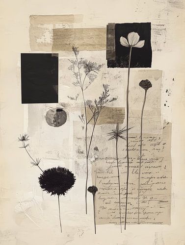 Botanische collage in Japandi stijl