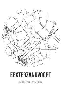 Eexterzandvoort (Drenthe) | Karte | Schwarz und Weiß von Rezona