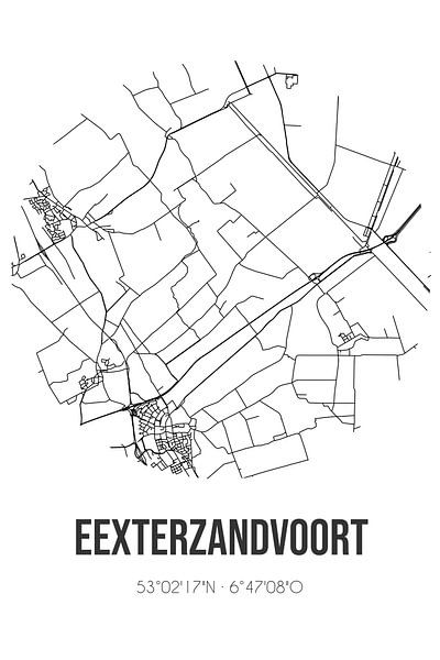 Eexterzandvoort (Drenthe) | Map | Black and White by Prints of Place