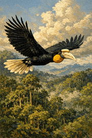 Helmnashornvogel aus dem Regenwald von Borneo von Vínculae
