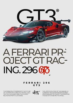 Ferrari 296 GT3 Minimalist Poster by Ali Firdaus