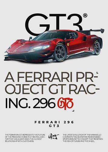 Affiche minimaliste Ferrari 296 GT3