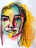 Warm abstract portrait painting