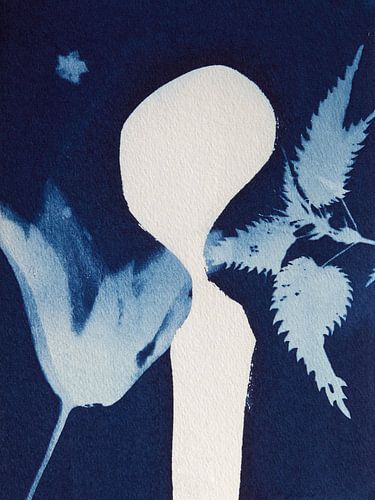 Cyanotype Art print - Wie of wat sluit je buiten? van Marjon Hoogervorst