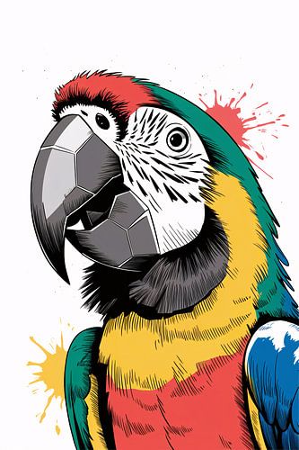 Kleurrijke papegaai met dynamische lijnen