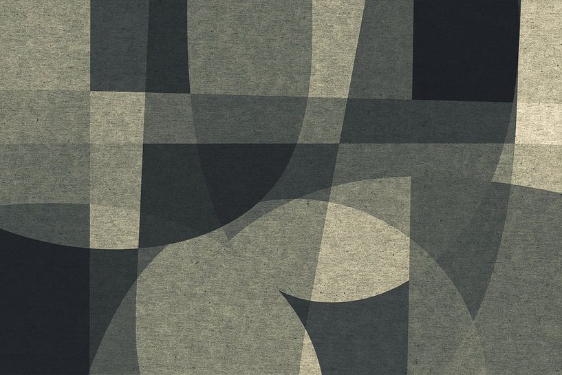 Formes et lignes organiques abstraites. Art géométrique de style rétro en gris II par Dina Dankers