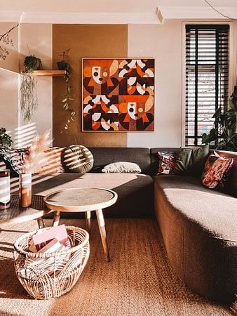 Women in purple and gold. Modern geometric artwork.