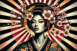 Geisha en fleur : une œuvre d'art de contrastes