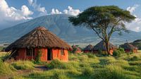 Leben in der afrikanischen Savanne: Traditionelle Lehmhütte