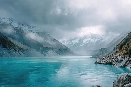 Fjorden Landschap - Turquoise Grijs Rustgevend
