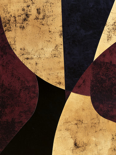 Abstraction aux tons dorés et bordeaux