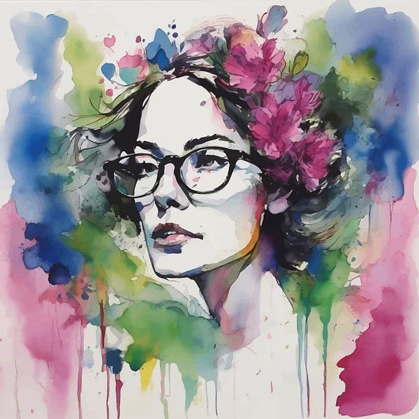 Minimalistisch aquarelschilderij van een vrouw van MIROKKU