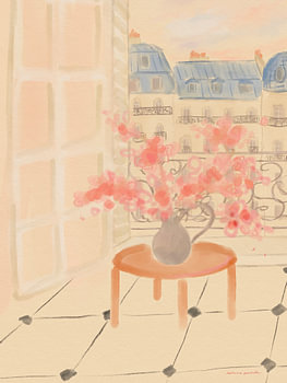 Kersenbloesems in een Parijs appartement