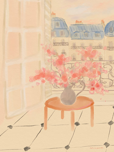Kirschblüten in einer Pariser Wohnung