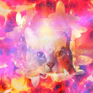 erleuchtete Katze im Flammenmeer
