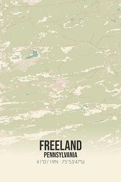 Vintage landkaart van Freeland (Pennsylvania), USA. van MijnStadsPoster