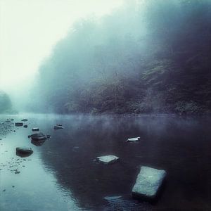 Steine Im Fluss - La Wupper par un matin de brouillard