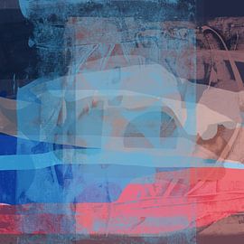 Terra Blue. Modern abstract landscape in taupe, blue and pink. by Dina Dankers