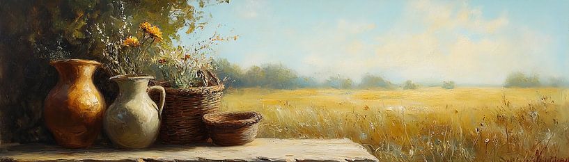 Töpferwaren und Blumen von Kunst Laune