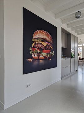 Klantfoto: Hyperrealistisch portret van een heerlijke hamburger van Roger VDB