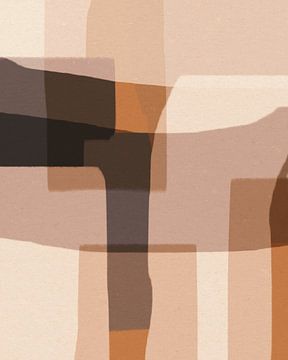 Abstract organic shapes and lines in warm colors. Brown shapes. by Dina Dankers