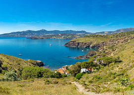 Die Bucht von Santa Catarina und die Küste von Anse de Paulilles, Port-Vendres, Pyrénées-Orientales,