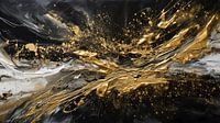 Schilderij Goud Zwart | Langwerpig Schilderij | Groot Schilderij Woonkamer