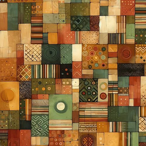 Patchwork compositie met sfeer van Afrika