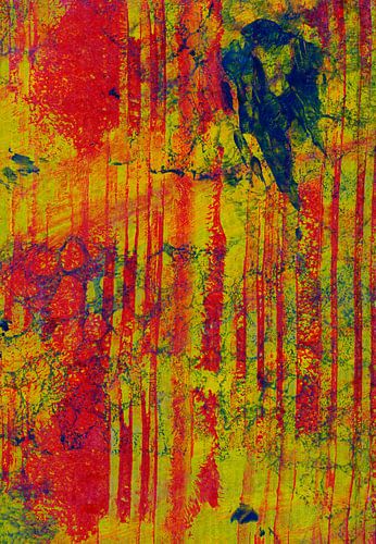 Art abstrait vibrant avec des motifs rouges et jaunes