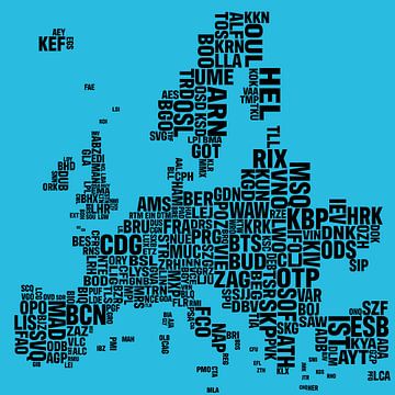 Kaart Europese luchthavens van Stef van Campen