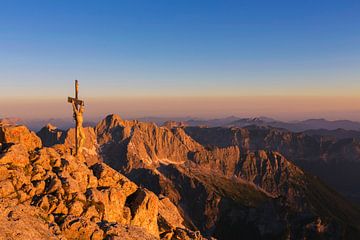 Watzmann Gipfel Hocheck bei Sonnenaufgang von Dieter Meyrl