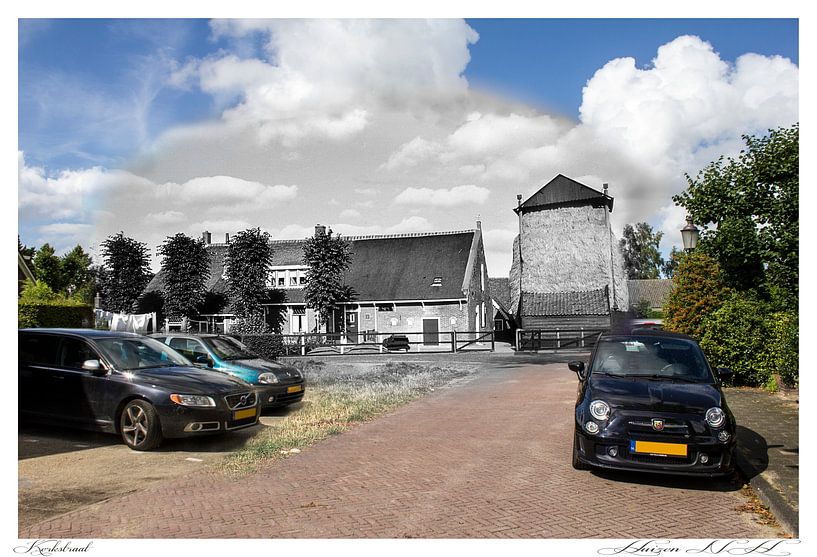 De kerkstraat in Huizen. (oud &amp; nieuw serie)  par Vincent Snoek